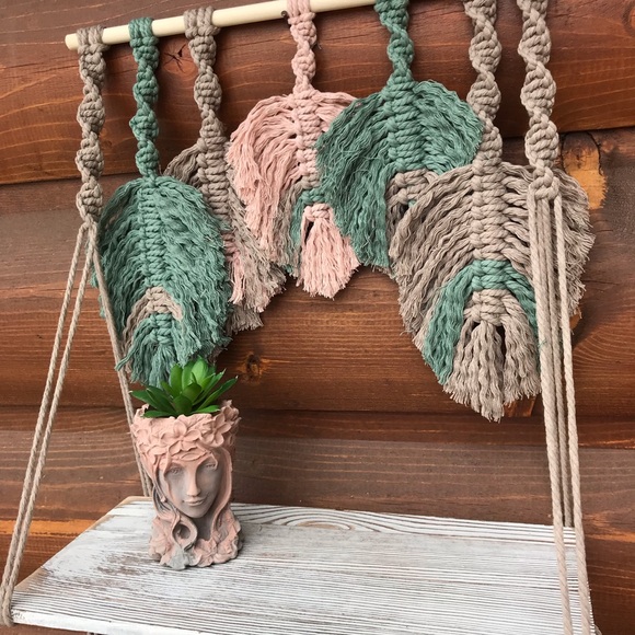 Macrame Feather Wall Shelf - Picture 5 of 6